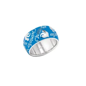 CHANTECLER Anello a fascia media in argento e smalto azzurro ref. 32105