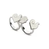CHANTECLER Anello a gambo doppio in argento e smalto bianco ref. 34551