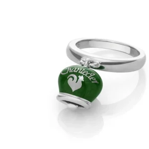 CHANTECLER Anello campanella piccolo in argento e smalto verde perlato ref. 36387