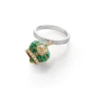 CHANTECLER Anello campanella piccolo in oro giallo e bianco smeraldi e diamanti ref. 37731