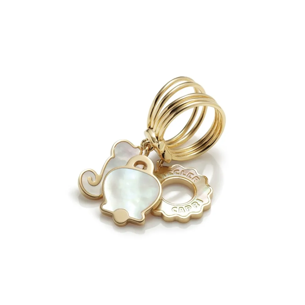 anello_chantecler_anima_i_0.webp CHANTECLER Anello Anima in oro rosa con tre simboli pendenti in madreperla grigia e diamante