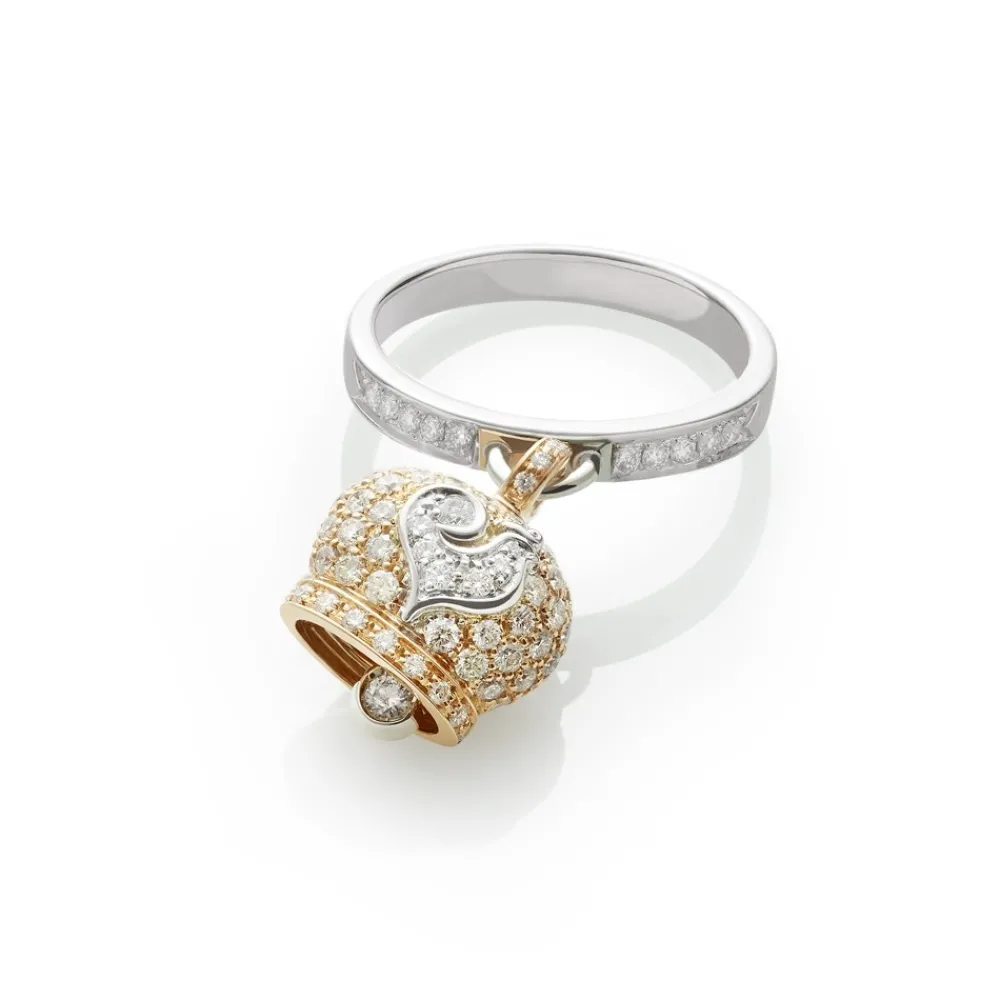 anello_chantecler_campane_0-3.webp CHANTECLER Anello Campanelle campanella piccola in oro rosa e diamanti bianchi, galletto e gambo in oro bianco e diamanti bianchi