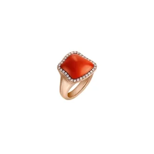 CHANTECLER Anello oro corallo diamanti. 41753 armonia autenticità raffinatezza