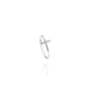 FACCO ANELLO  colore Bianco con zirconi Simbolo:  CREDO  "Gli autentici valori della vita"
