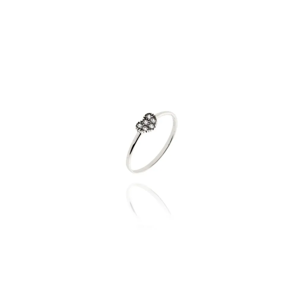 FACCO ANELLO  colore Bianco con zirconi Simbolo:  CUORE "La tenerezza racchiusa nel Cuore"