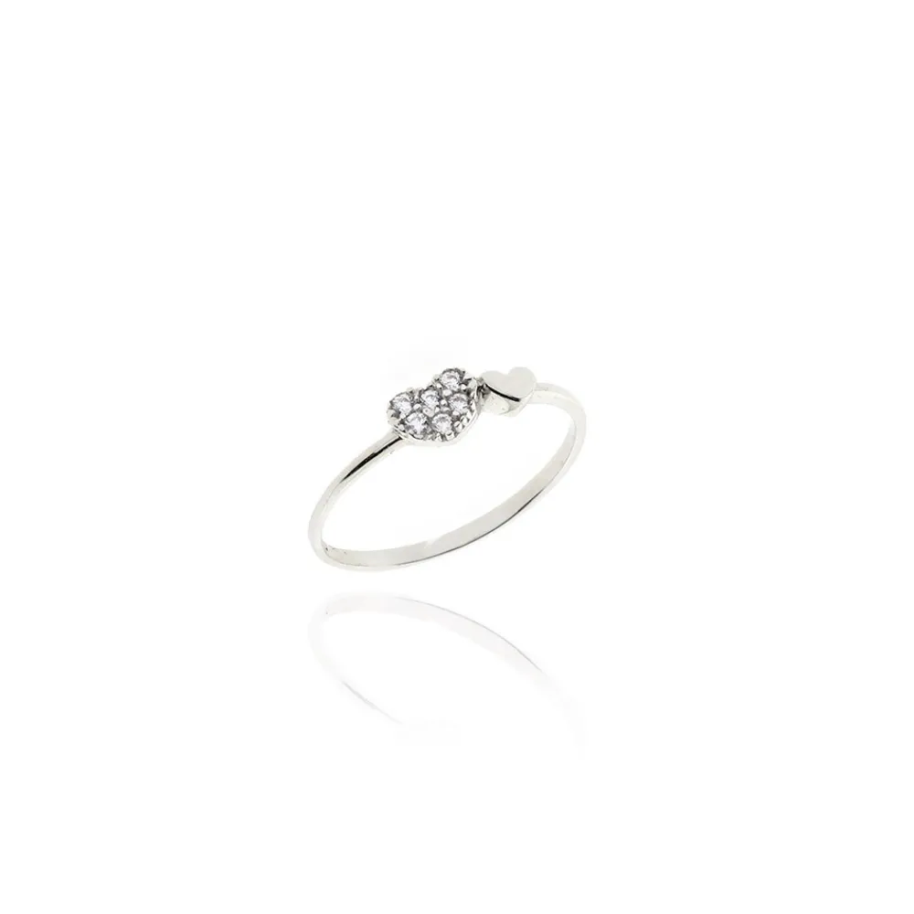 FACCO ANELLO  colore Bianco con zirconi Simbolo:  CUORE "I sentimenti raccontati dall?Anima"