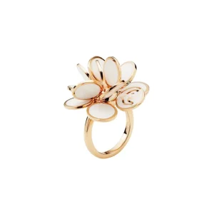 CHANTECLER Anello con paillettes in oro rosa e smalto bianco ref. 33607