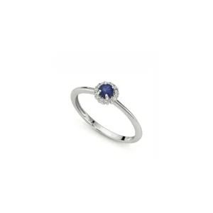 DONNA ORO ANELLO IN ORO BIANCO DIAMANTI E ZAFFIRO ref. DHAZ9402.008