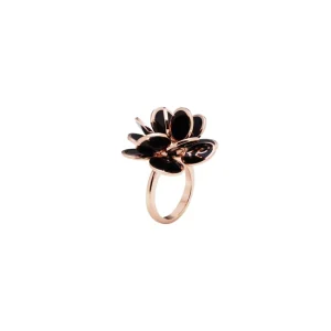 CHANTECLER Anello in oro rosa e smalto nero