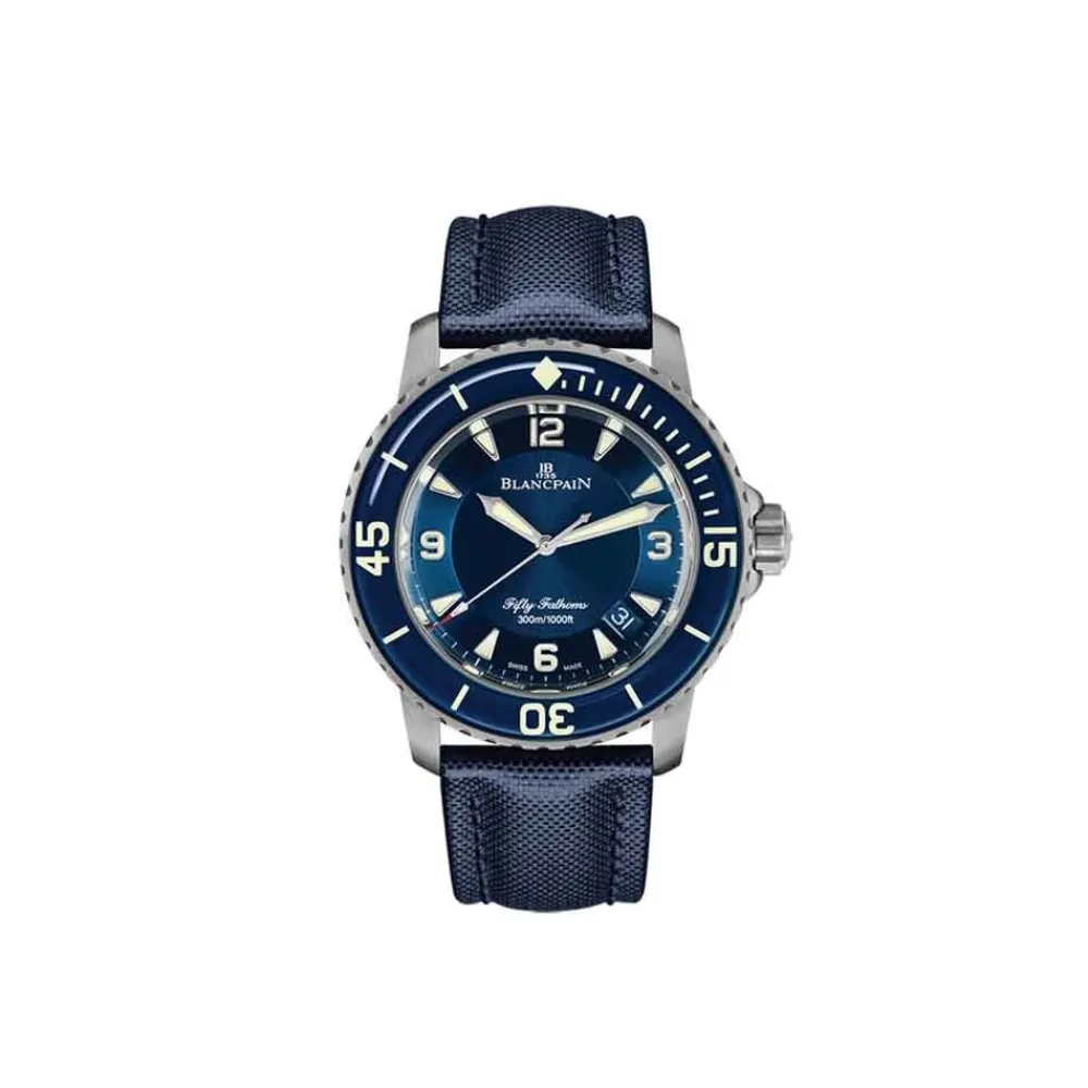 blancpain_fifty_fathoms_a_0.webp BLANCPAIN Fifty Fathoms Automatique 5015 12B40 O52A subacqueo moderno passione titanio tela vela