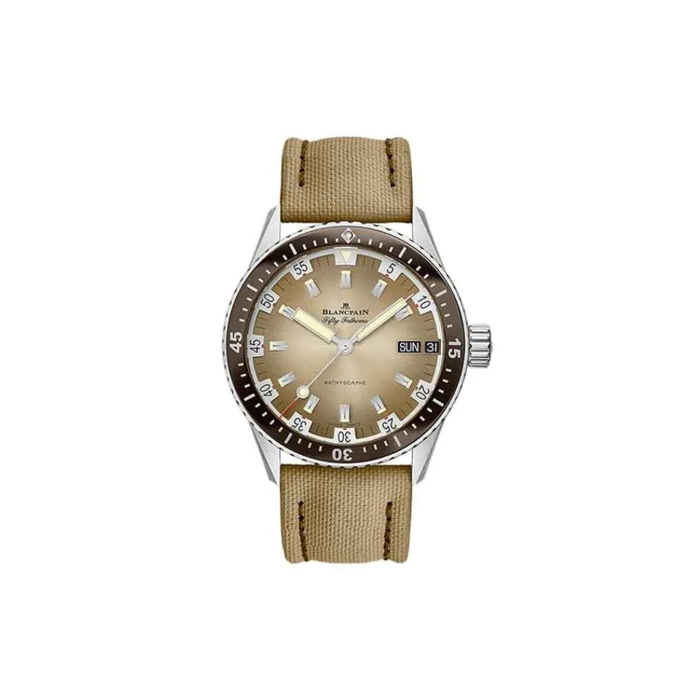 blancpain_fifty_fathoms_b_0-4.webp BLANCPAIN Fifty Fathoms Bathyscaphe Day Date Desert Edition 5052 1146 E52A subacqueo moderno passione edizione limitata acciaio ceramica Liquidmetal tela
