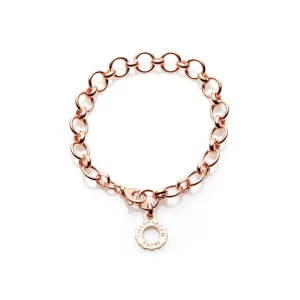 CHANTECLER Bracciale a maglie tonde in oro rosa con pendente logo