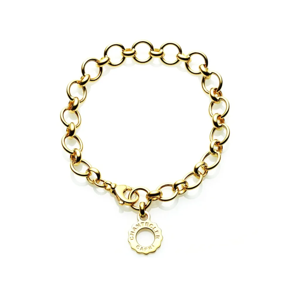 bracciale_a_maglie_tonde__0-2.webp CHANTECLER Bracciale a maglie tonde in oro giallo con pendente logo