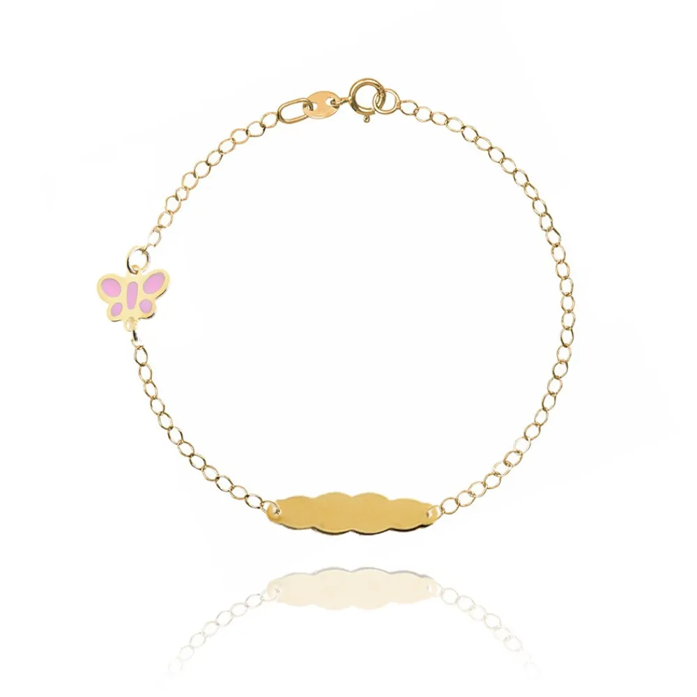 FACCO BRACCIALE  colore Giallo, smalto dipinto a mano da Maestri Orafi,?brevettato?e anallergico. Simbolo: FARFALLA "La curiosit? di esplorare il Mondo"
