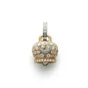 CHANTECLER Ciondolo Campanelle campanella media in oro rosa e diamanti bianchi, galletto in oro bianco e diamanti bianchi