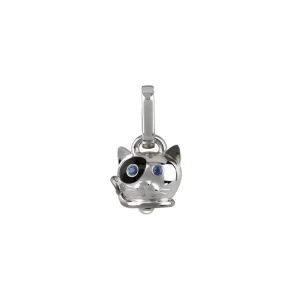 CHANTECLER Ciondolo gatto micro in argento smalto e zaffiri ref. 38577