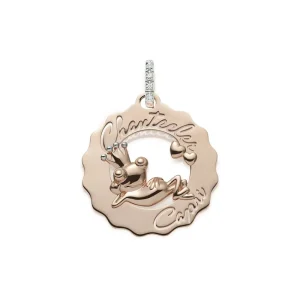 CHANTECLER Ciondolo logo piccolo principe ranocchio innamorato in oro rosa 9 Kt e Diamanti