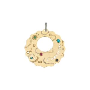 CHANTECLER Ciondolo maxi in oro giallo 9 kt con turchese, zaffiri, rubini, smeraldi e Diamanti