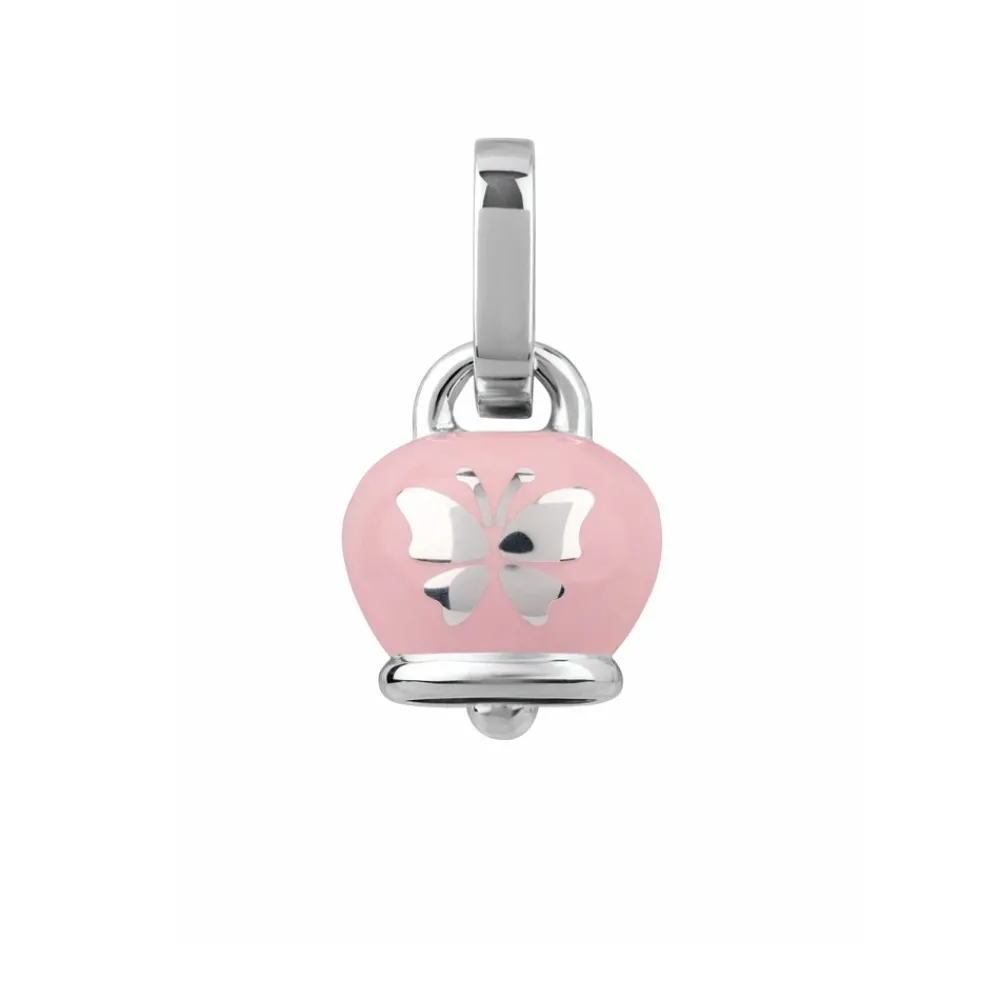 ciondolo_micro_campanella_0-1.webp CHANTECLER Ciondolo micro Campanella double face in argento e smalto rosa perlato, con farfalla sul retro