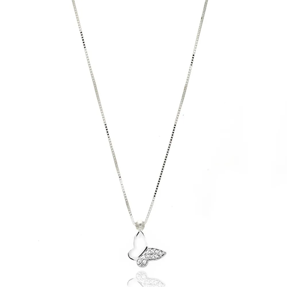 FACCO COLLANA  colore Bianco con zirconi Simbolo:  FARFALLA "Per chi vive con gioia"