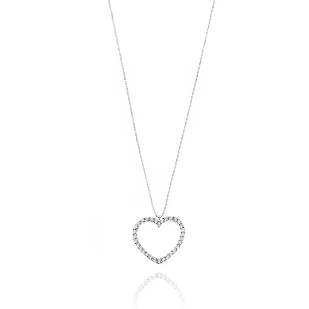 FACCO COLLANA  colore Bianco con zirconi Simbolo:  CUORE "I sentimenti raccontati dall?Anima"