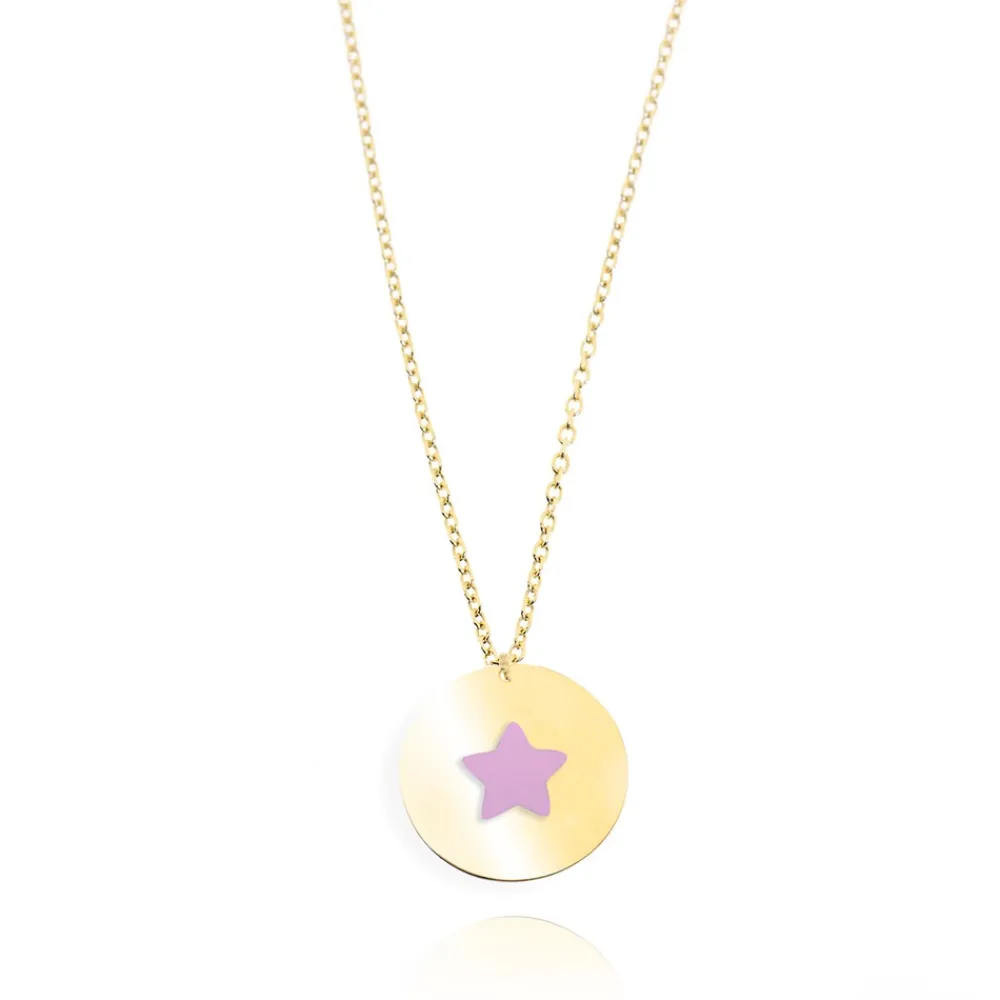collana_colore_giallo_sma_0-10.webp FACCO COLLANA colore Giallo, smalto dipinto a mano da Maestri Orafi,?brevettato?e anallergico. Simbolo: STELLA "La gioia illumina la Vita"