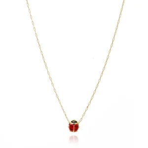 FACCO COLLANA  colore Giallo, smalto dipinto a mano da Maestri Orafi,?brevettato?e anallergico. Simbolo:  COCCINELLA "La fortuna arriva inaspettata"