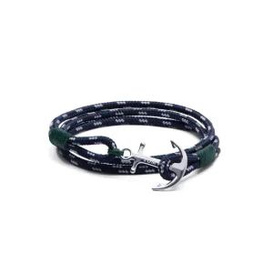 TOM HOPE cordino blu/verde, ancora argento sterling