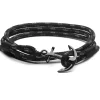 TOM HOPE cordino nero, ancora argento sterling placcata rodio