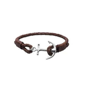 TOM HOPE cordino pelle marrone, ancora argento sterling