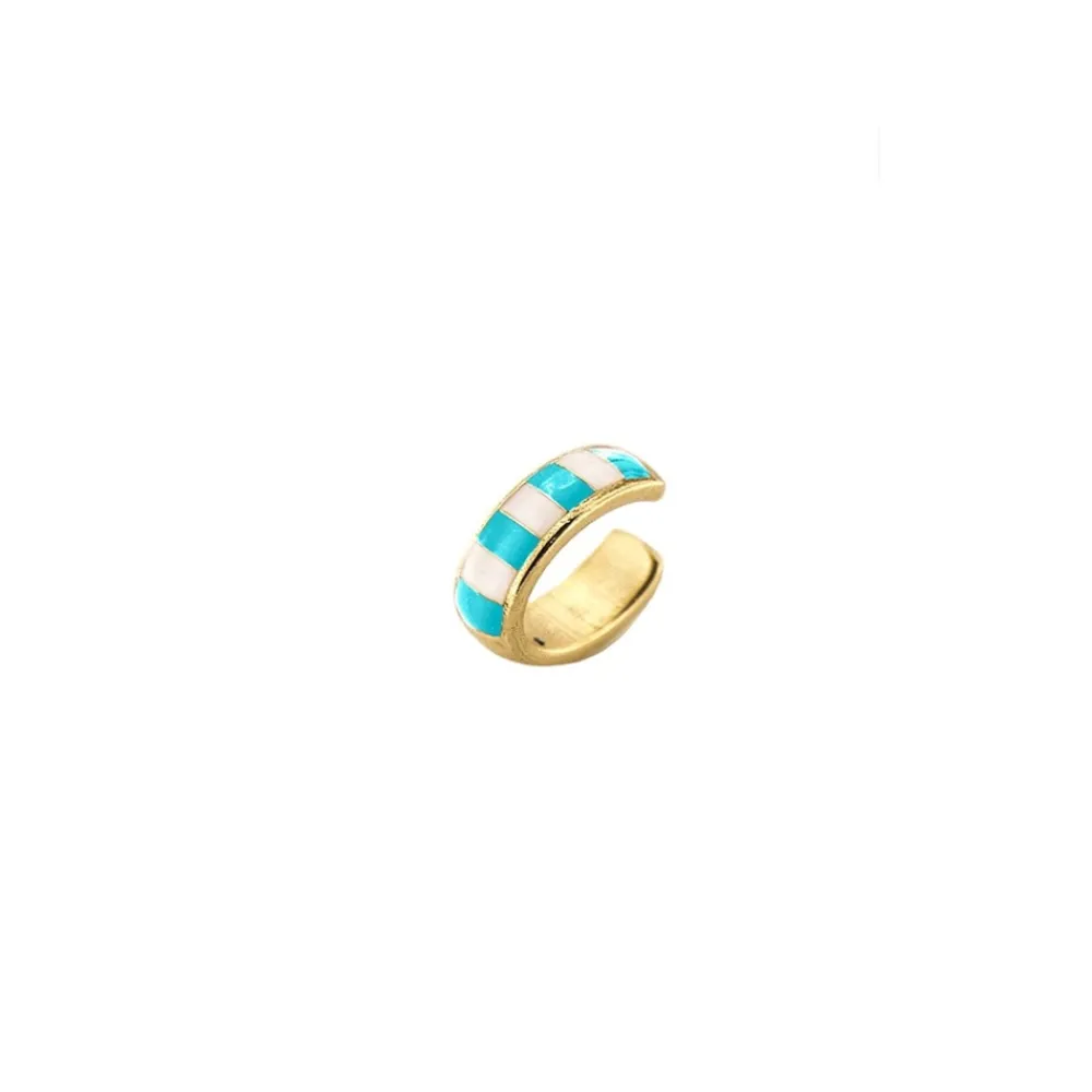 earcuff_a_righe_biancotur_0.webp RUE DES MILLE EARCUFF A RIGHE BIANCO/TURCHESE ref. AE-EAR-T