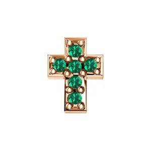 DONNA ORO ELEMENTO BRACCIALE CROCE ORO ROSA E SMERALDI