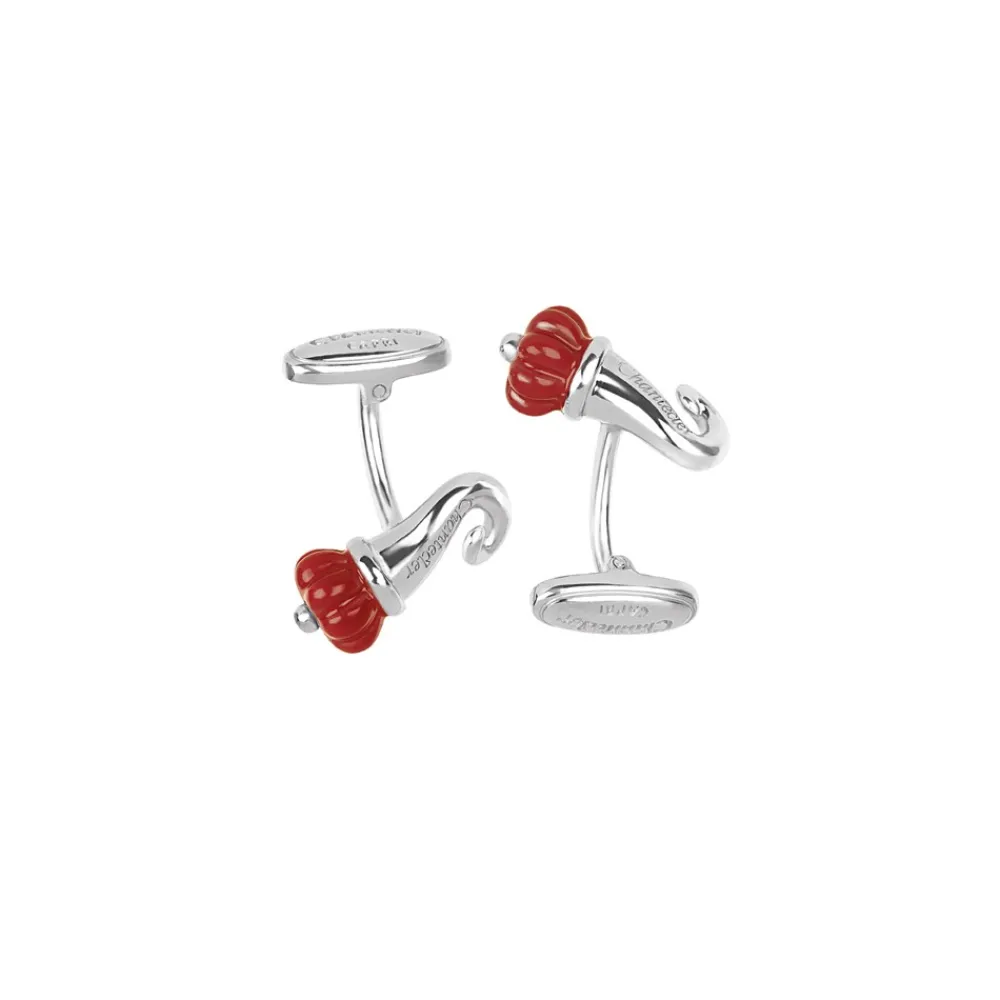 gemelli_cornetto_in_argen_0.webp CHANTECLER Gemelli Cornetto in argento e smalto rosso