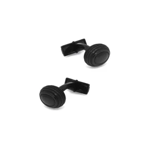 MONTBLANC GEMELLI OVALI IN ACCIAIO PREGIATO E PVD NERO URBAN SPEED ref. 112929