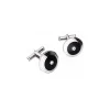 MONTBLANC GEMELLI ROTONDI IN ACCIAIO PREGIATO ONICE NERA E DIAMANTI STAR DIAMOND ref. 106103