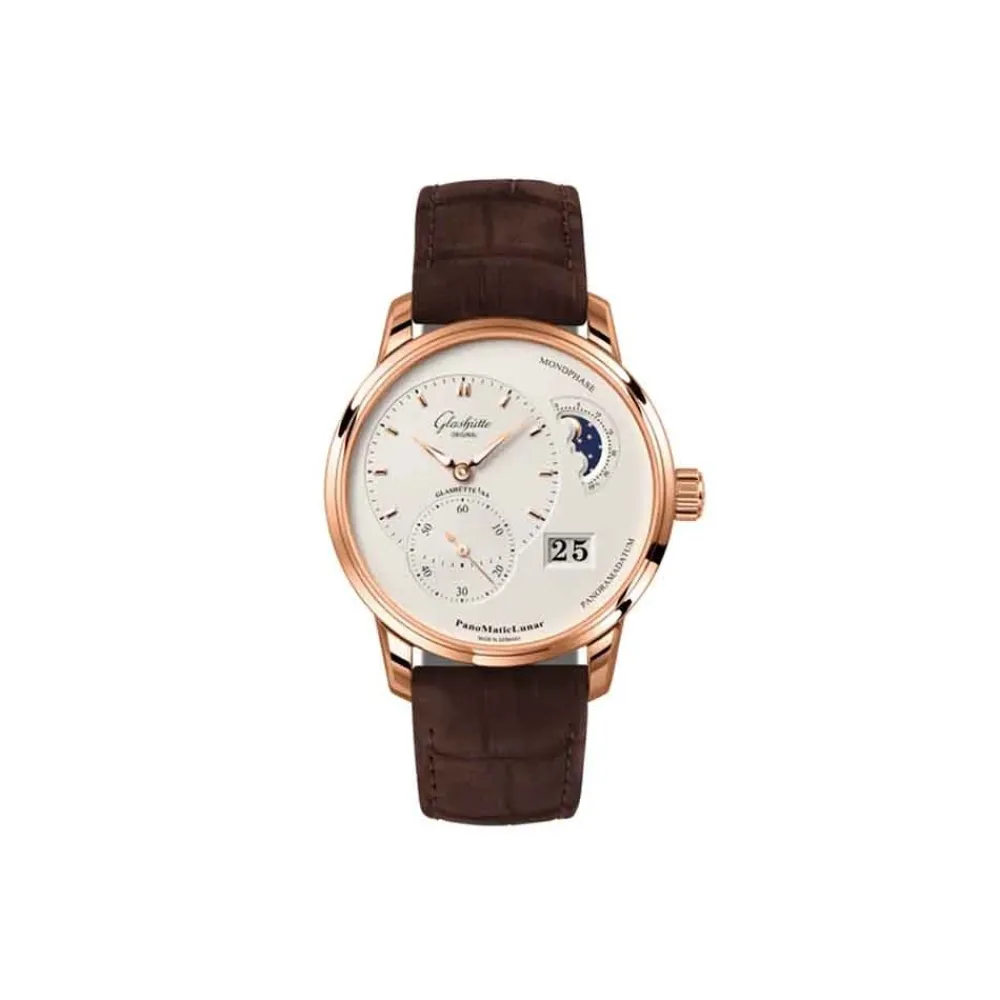 glashtte_panomaticlunar_r_0.webp GLASHUTTE GLASHÜTTE PanoMaticLunar ref. 1-90-02-45-35-04 design asimmetrico fasi lunari