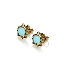 CHANTECLER Orecchini a lobo in oro giallo turchese e diamante ref. 37033