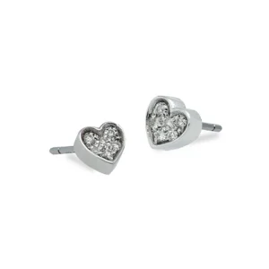 DONNA ORO ORECCHINI CUORE IN ORO BIANCO E DIAMANTI ref. DHOF7199.006