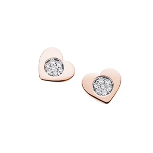 DONNA ORO ORECCHINI CUORE IN ORO ROSA E DIAMANTI ref. DHOF8296.005