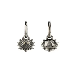 CHANTECLER Orecchino campanella riccio piccolo in argento brunito e diamanti brown ref. 38468