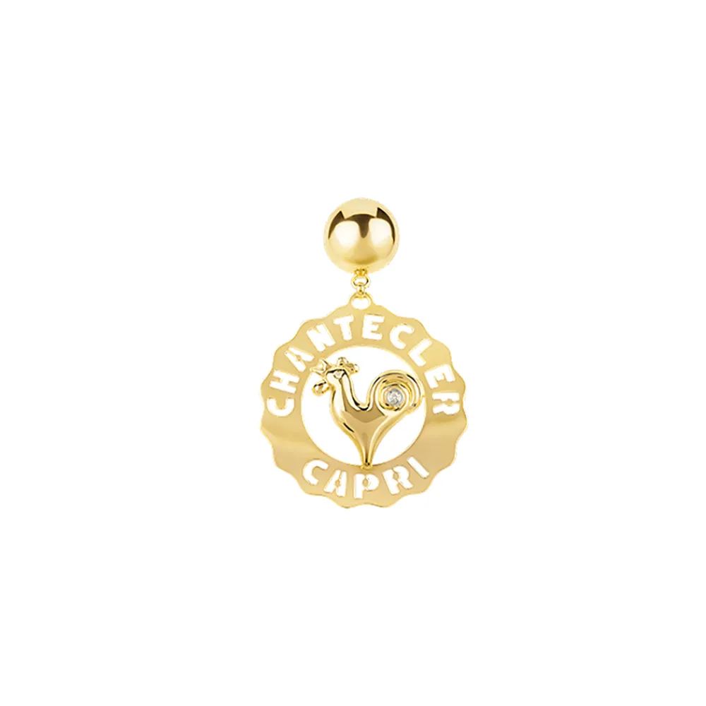 orecchino_logo_gallo_gran_0.webp CHANTECLER Orecchino logo gallo grande in oro giallo e diamanti ref. 23201